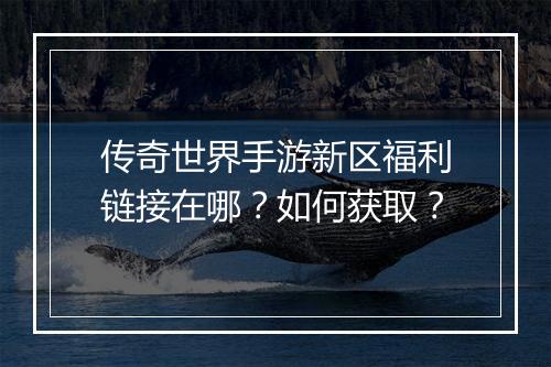 传奇世界手游新区福利链接在哪？如何获取？