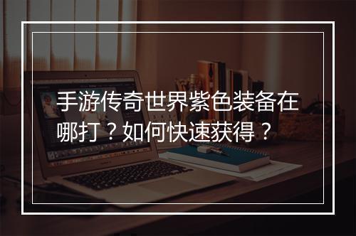 手游传奇世界紫色装备在哪打？如何快速获得？
