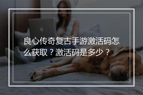 良心传奇复古手游激活码怎么获取？激活码是多少？