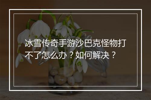冰雪传奇手游沙巴克怪物打不了怎么办？如何解决？