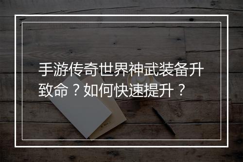 手游传奇世界神武装备升致命？如何快速提升？