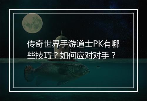 传奇世界手游道士PK有哪些技巧？如何应对对手？
