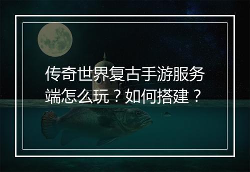 传奇世界复古手游服务端怎么玩？如何搭建？