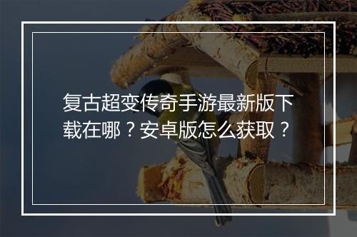 复古超变传奇手游最新版下载在哪？安卓版怎么获取？