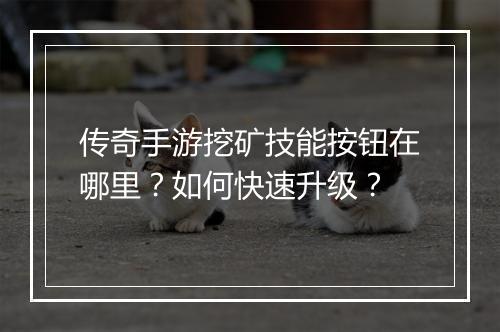 传奇手游挖矿技能按钮在哪里？如何快速升级？