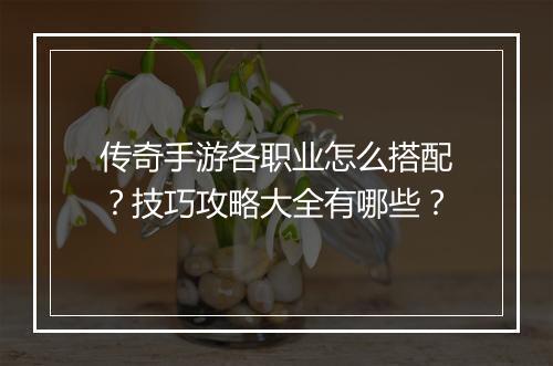 传奇手游各职业怎么搭配？技巧攻略大全有哪些？