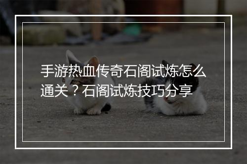 手游热血传奇石阁试炼怎么通关？石阁试炼技巧分享