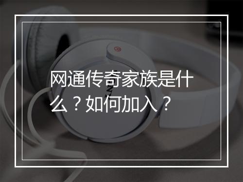 网通传奇家族是什么？如何加入？