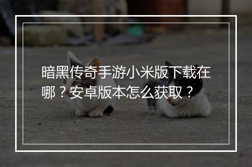 暗黑传奇手游小米版下载在哪？安卓版本怎么获取？