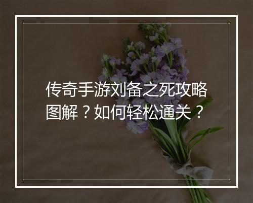 传奇手游刘备之死攻略图解？如何轻松通关？