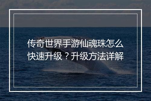 传奇世界手游仙魂珠怎么快速升级？升级方法详解