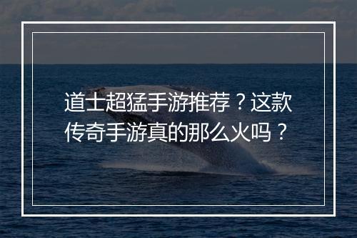 道士超猛手游推荐？这款传奇手游真的那么火吗？