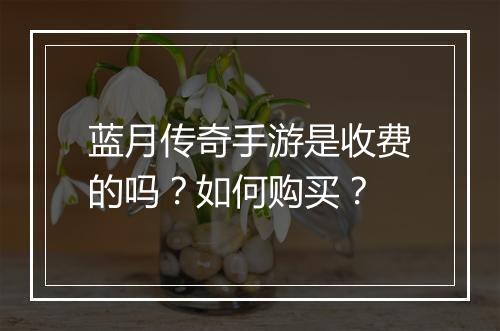 蓝月传奇手游是收费的吗？如何购买？