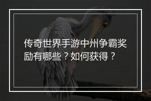 传奇世界手游中州争霸奖励有哪些？如何获得？