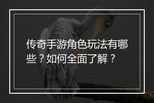 传奇手游角色玩法有哪些？如何全面了解？