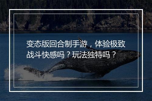 变态版回合制手游，体验极致战斗快感吗？玩法独特吗？