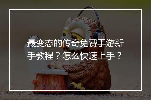 最变态的传奇免费手游新手教程？怎么快速上手？
