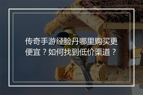 传奇手游经验丹哪里购买更便宜？如何找到低价渠道？