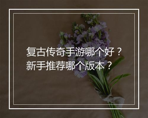 复古传奇手游哪个好？新手推荐哪个版本？