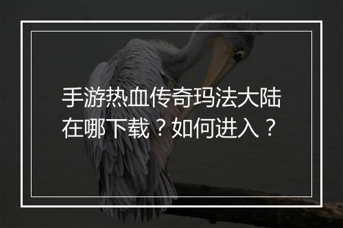 手游热血传奇玛法大陆在哪下载？如何进入？