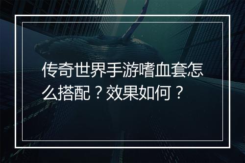 传奇世界手游嗜血套怎么搭配？效果如何？