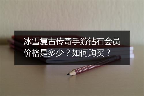 冰雪复古传奇手游钻石会员价格是多少？如何购买？