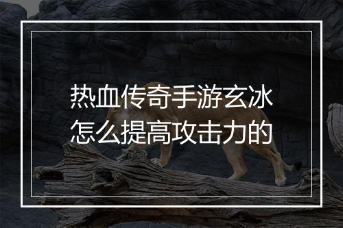 热血传奇手游玄冰怎么提高攻击力的