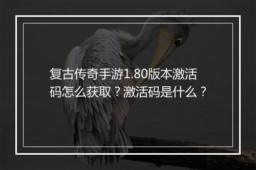 复古传奇手游1.80版本激活码怎么获取？激活码是什么？