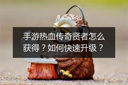 手游热血传奇贤者怎么获得？如何快速升级？