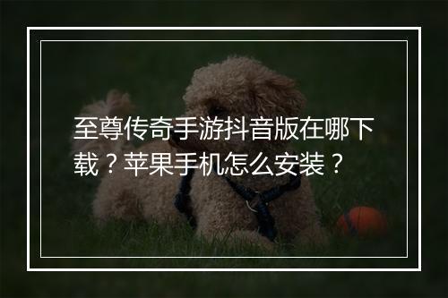 至尊传奇手游抖音版在哪下载？苹果手机怎么安装？