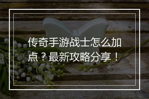 传奇手游战士怎么加点？最新攻略分享！