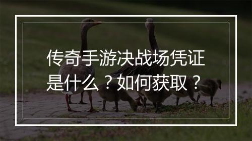 传奇手游决战场凭证是什么？如何获取？