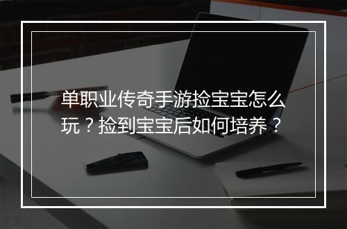 单职业传奇手游捡宝宝怎么玩？捡到宝宝后如何培养？