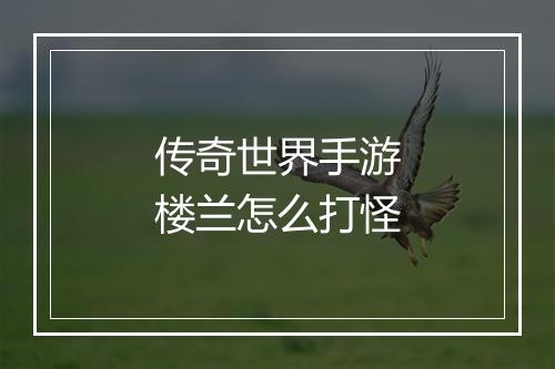 传奇世界手游楼兰怎么打怪