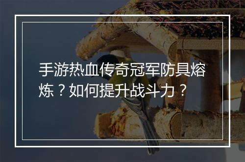 手游热血传奇冠军防具熔炼？如何提升战斗力？