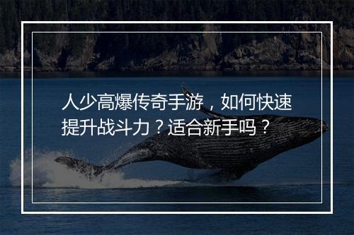 人少高爆传奇手游，如何快速提升战斗力？适合新手吗？
