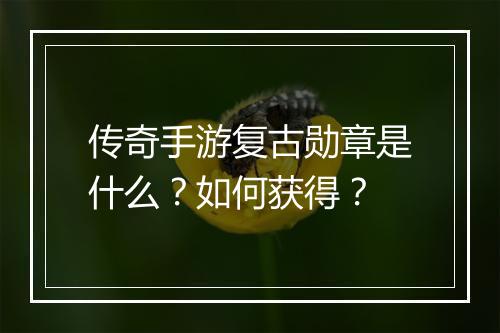 传奇手游复古勋章是什么？如何获得？