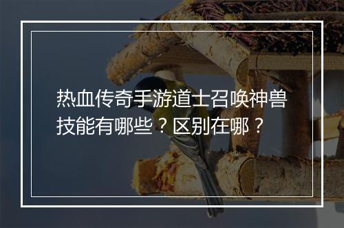 热血传奇手游道士召唤神兽技能有哪些？区别在哪？