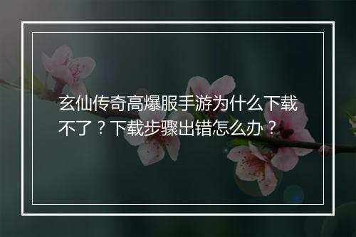 玄仙传奇高爆服手游为什么下载不了？下载步骤出错怎么办？