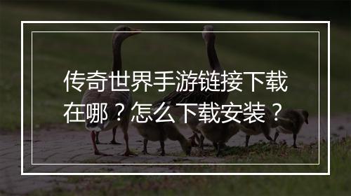 传奇世界手游链接下载在哪？怎么下载安装？