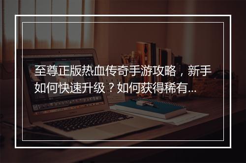 至尊正版热血传奇手游攻略，新手如何快速升级？如何获得稀有装备？