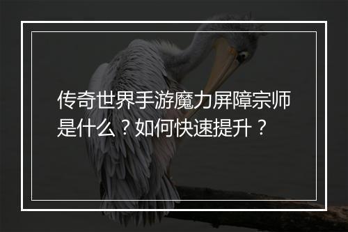 传奇世界手游魔力屏障宗师是什么？如何快速提升？