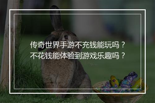 传奇世界手游不充钱能玩吗？不花钱能体验到游戏乐趣吗？