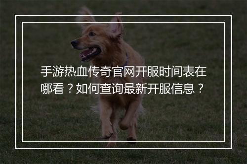 手游热血传奇官网开服时间表在哪看？如何查询最新开服信息？