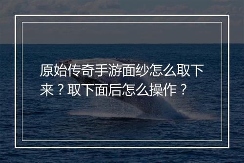 原始传奇手游面纱怎么取下来？取下面后怎么操作？