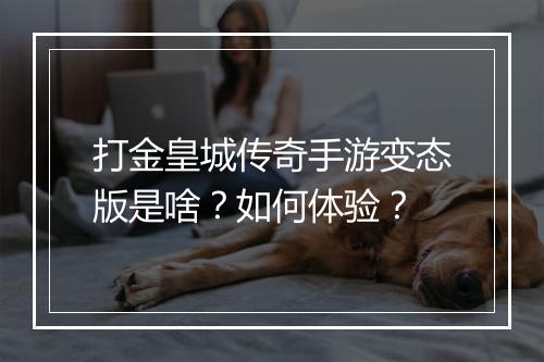 打金皇城传奇手游变态版是啥？如何体验？