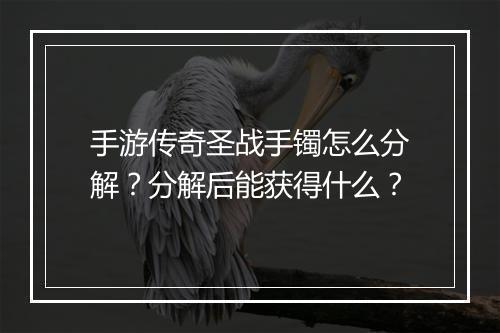 手游传奇圣战手镯怎么分解？分解后能获得什么？