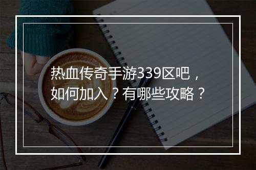 热血传奇手游339区吧，如何加入？有哪些攻略？