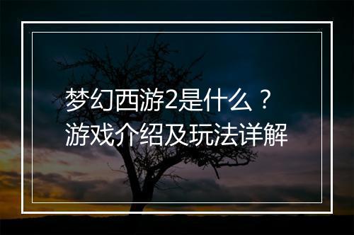 梦幻西游2是什么？游戏介绍及玩法详解