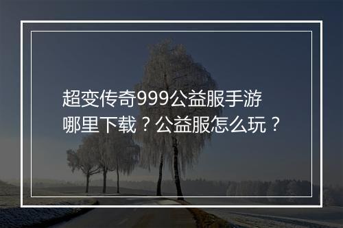 超变传奇999公益服手游哪里下载？公益服怎么玩？